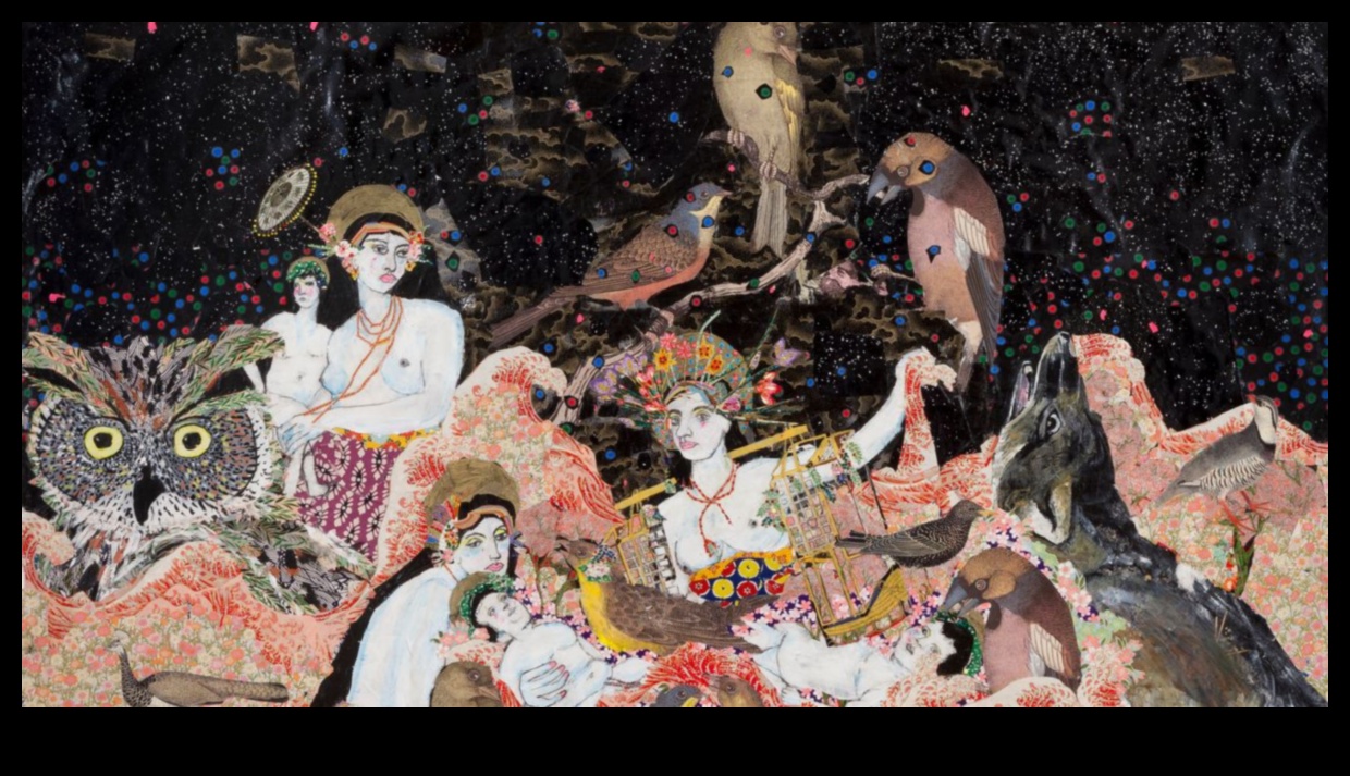 Mūsdienu kolāža, apvienojot materiālus un nozīmes, lai radītu jaunu mākslu 4 Mūsdienu kolāža: materiālu un nozīmju saplūšana