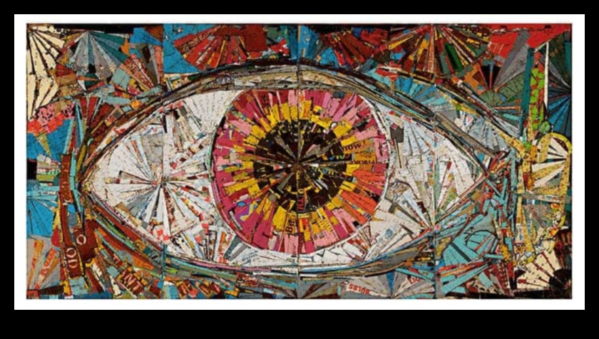 Mūsdienu kolāža, apvienojot materiālus un nozīmes, lai radītu jaunu mākslu 2 Mūsdienu kolāža: materiālu un nozīmju saplūšana