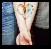 Ink Fusion pāra tetovējumi, kas radošā kaut kādā veidā apvieno sirdis