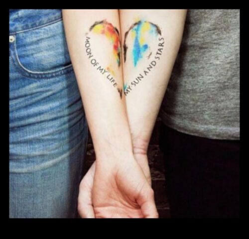 Ink Fusion pāra tetovējumi, kas radošā kaut kādā veidā apvieno sirdis