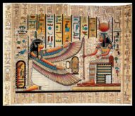 Papirusa mākslas darbs — logs pie standarta dzīvi Senajā Ēģiptē